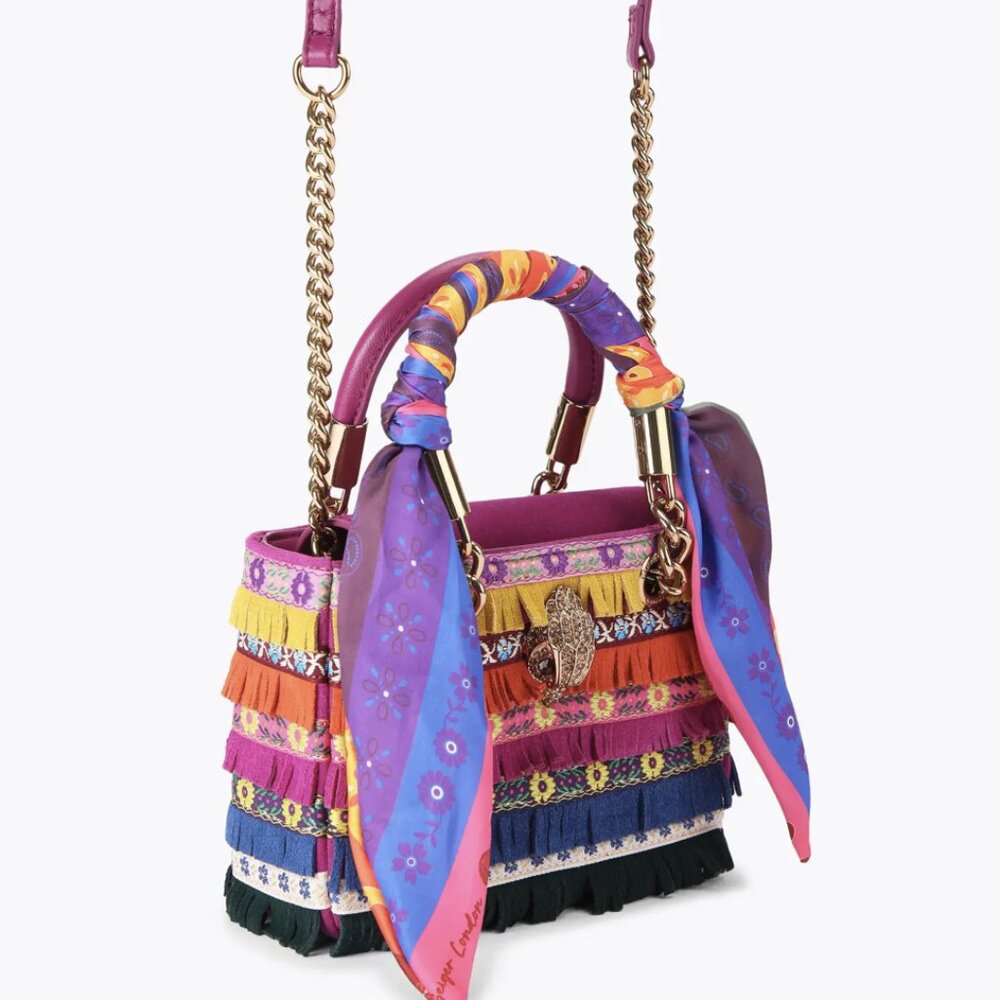 NEW Kurt Geiger London Mini Kensington Embroidered Fringe Eagle Bag Purse NWT - Picture 3 of 6